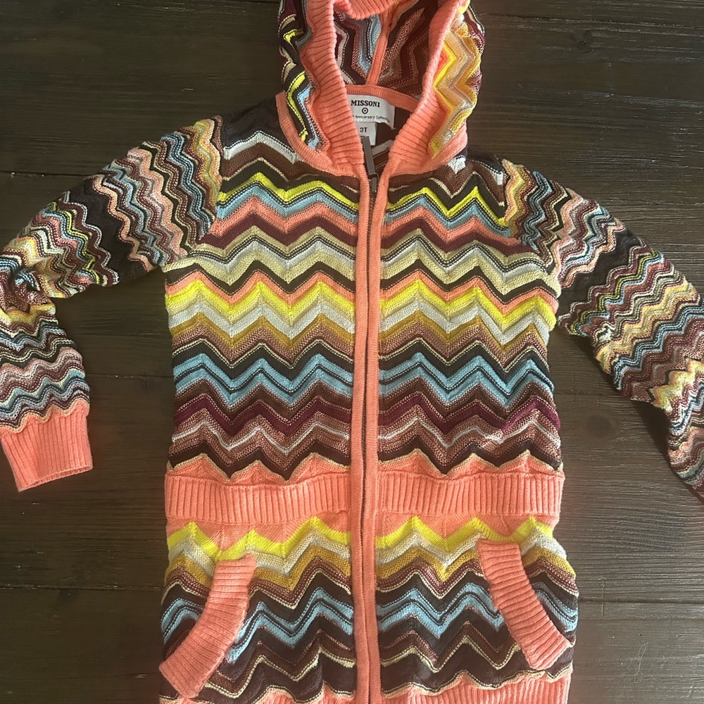 Girls Missoni Orange and Yellow Zigzag Sweatshirt